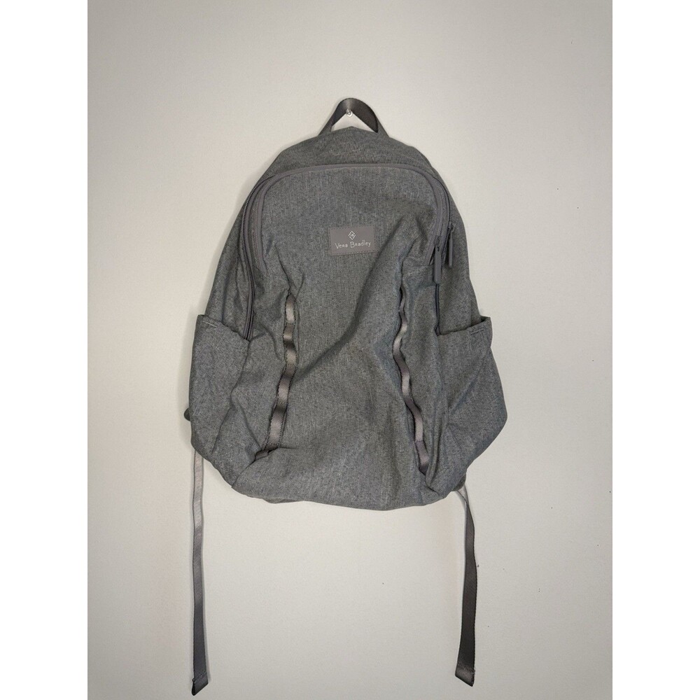 ✿ Vera Bradley Gray Backpack Lightweight Travel School Casual Zip Pockets